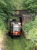 188 Silesian Interurbans, 105N car, Chebzie-tunnels.jpg