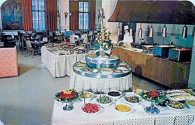 Dinner buffet in Americus Hotel (1955)