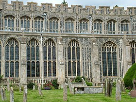 Elaborate 15th-century flint and limestone flushwork at Holy Trinity Church in Long Melford, Suffolk 2004 melford trinity church 02.JPG