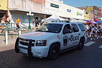 A modern Commerce I.S.D. Police Chevrolet Tahoe Commerce, Texas (United States) 2017 Bois d'Arc Bash parade 10 (Commerce I.S.D. Police Chevrolet Tahoe).jpg