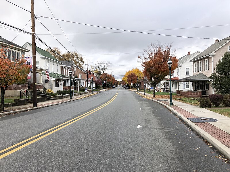 File:2022-10-26 14 15 30 View north along Pennsylvania State Route 29 (Main Street) just south of Second Street in East Greenville, Montgomery County, Pennsylvania.jpg