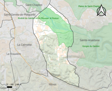 Carte des ZNIEFF de type 1 sur la commune.