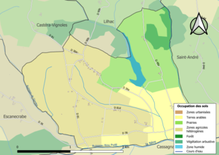 Mapa de colores que muestra el uso de la tierra.