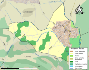 Barevná mapa znázorňující využití půdy.