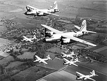 Formation of Martin B-26Bs of the 397th Bomb Group. Closest two aircraft are B-26B-55-MA S/N 42-96137 (9F-Y) and 42-96191 (9F-N) Milk Run Special of the 597th BS, 397th BG, 9th AF. The other B-26's are from the 598th Bomb Squadron.  42-96137 was shot down on 13 May 1944. 42-96191 was shot down on 24 June 1944. Photo taken before D-Day, as the Marauders are not painted with invasion stripes