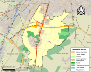 Barevná mapa znázorňující využití půdy.