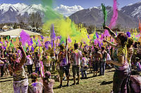 A celebration of Holi Festival in the United States.