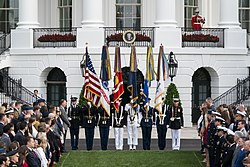 A color guard presents the colors on the South Lawn of the White House (48717511683).jpg