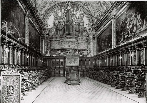 L'antico organo a canne, distrutto, dell'Abbazia di Montecassino