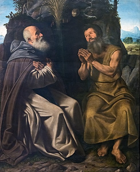 File:Accademia - Saint Anthony abbot and saint Paul hermit by Giovanni Girolamo Savoldo cat328.jpg