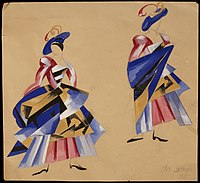 アレクサンドラ・エクステル、「ロミオとジュリエットの衣装デザイン」、1921、M.T.エイブラハム財団
