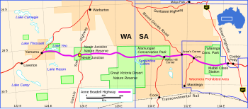 Outline map of the Anne Beadell Highway