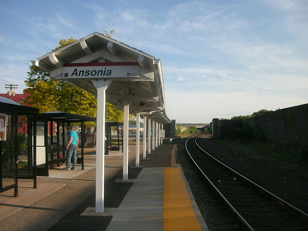 Ansonia Metro-North Railroad station, located on the Waterbury Branch line