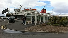 The MV Caledonian Isles (known locally as the Arran Ferry) in Ardrossan harbour Ardrossan ferry terminal.jpg