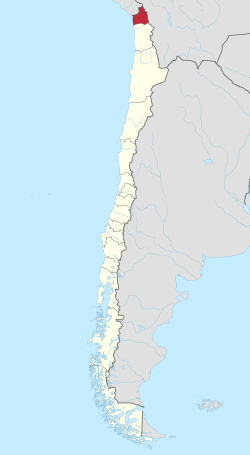 阿里卡和帕里纳科塔大区在智利的位置