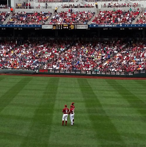 Outfielders Tyler Spoon, Andrew Benintendi and Joe Serrano at TD Ameritrade Park