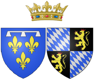Description de l'image Arms of Élisabeth Charlotte of the Palatinate, Princess Palatine as Duchess of Orléans.png.