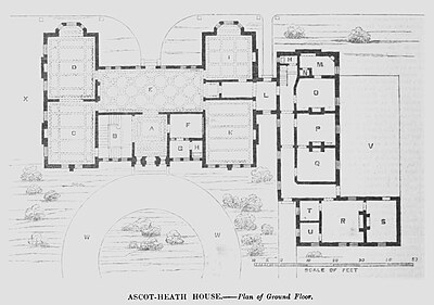 Ground floor plan of Ascot Heath House, 1868 Ascot Heath House Plan - The Builder - Dec 19, 1868.jpg
