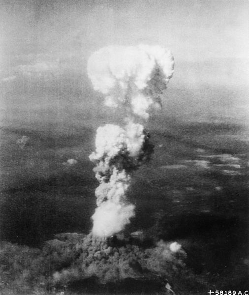 File:At the time this photo was made, smoke billowed 20,000 feet above Hiroshima while smoke from the burst of the first atom - NARA - 542192.jpg