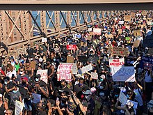 BLM protest on the Brooklyn Bridge on June 9 BLM protest in New York City on June 9, 2020.jpg
