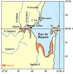 Localização de Maputo na Baía de Maputo