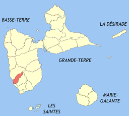 Kommunens läge i departementet Guadeloupe.