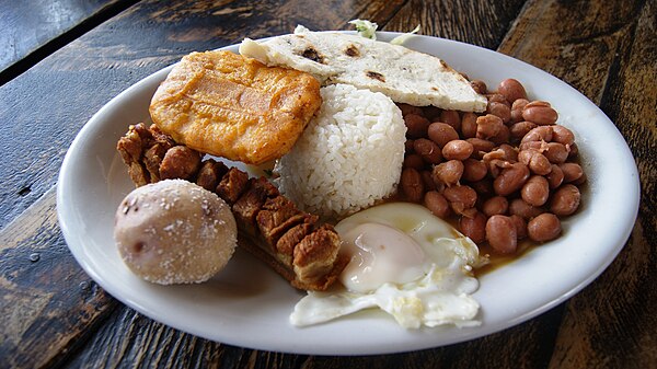 Bandeja paisa from Peñón de Guatapé in Antioquia, Colombia