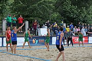 Deutsch: Beachhandball Europameisterschaften 2019 (Beach handball Euro); Tag 2: 3. Juli 2019 – Männer, Vorrunde Gruppe D, Ungarn-Schweden 2:0 (23:22, 32:24) English: Beach handball Euro; Day 2: 3 July 2019 – Women Preliminary Round Group A – Men Preliminary Round Group D – Hungary-Sweden 2:0 (23:22, 32:24)