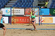 Deutsch: Beachhandball Europameisterschaften 2019 (Beach handball Euro); Tag 2: 3. Juli 2019 – Frauen, Vorrunde Gruppe D, Ukraine-Deutschland 2:0 (23:22, 32:24) English: Beach handball Euro; Day 2: 3 July 2019 – Women Preliminary Round Group D – Ukraine-Germany 2:0 (23:22, 32:24)