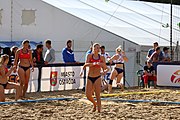 Deutsch: Beachhandball Europameisterschaften 2019 (Beach handball Euro); Tag 4: 5. Juli 2019 – Frauen, Viertelfinale, Dänemark-Norwegen 2:1 (11:9, 16:19, 7:6) English: Beach handball Euro; Day 4: 5 July 2019 – Quarter Final Women – Denmark-Norway 2:1 (11:9, 16:19, 7:6)