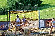 Deutsch: Beachhandball Europameisterschaften 2019 (Beach handball Euro); Tag 4: 5. Juli 2019 – Frauen, Viertelfinale, Niederlande-Griechenland 2:1 (25:12, 18:24, 7:6) English: Beach handball Euro; Day 4: 5 July 2019 – Quarter Final Women – Netherlands-Greece 2:1 (25:12, 18:24, 7:6)