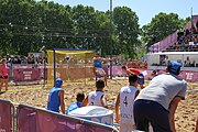 Deutsch: Beachhandball bei den Olympischen Jugendspielen 2018 in Buenos Aires; Tag 7, 13. Oktober 2018; Jungen, Halbfinale – Spanien-Kroatien 2:1 English: Beach handball at the 2018 Summer Youth Olympics in Buenos Aires at 13 October 2018 – Boys Semifinal – Spain-Croatia 2:1 Español: Handball de playa en los Juegos Olimpicos de la Juventud Buenos Aires 2018 en 13 de octubre de 2018 – Semifinales de chicos - España-Croacia 2:1