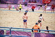 Deutsch: Beachhandball bei den Olympischen Jugendspielen 2018; Tag 5, 10. November 2018; Mädchen, Hauptrunde - Kroatien-Niederlande 1:2 English: Beach handball at the 2018 Summer Youth Olympics at 11 October 2018 – Girls Main Round – Croatia-Netherlands 1:2