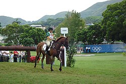 Samantha Albert and Before I Do It during the cross-country phase of their event in Hong Kong Beijing2008 HKB16.JPG