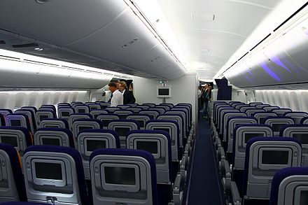 Economy Class on a 747-8I in a 3-4-3 layout.