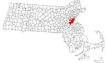 Boston'un Massachusttes eyaletinde konumu.