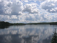 Sections of Canada and the United States (including in the Boundary Waters Canoe Area Wilderness, above) are separated by a boundary that is in water. A particularly extensive section of the Canada-US border is in the Great Lakes. Boundary Waters July 09 019.jpg