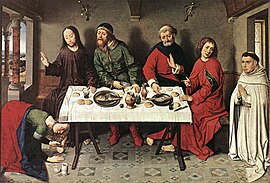 Christ in the House of Simon by Dieric Bouts, 1440s (Staatliche Museen, Berlin) Bouts anoiting.jpg