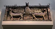 Room 56 - Sculpture of the god Imdugud, lion-headed eagle surmounting a lintel made from sheets of copper, Temple of Ninhursag at Tell al-'Ubaid, Iraq, c. 2500 BC