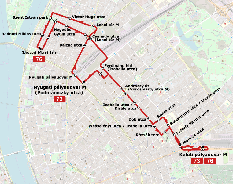 File:Budapesti 73-as és 76-os trolibusz útvonala.svg