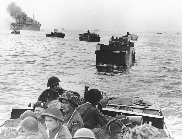 Canadian soldiers aboard LCAs headed for Juno Beach