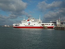 Red Funnel car ferry Red Falcon at East Cowes ferry terminal Car ferry, East Cowes, Isle of Wight, UK.jpg