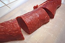 The center cut of a beef tenderloin, also called the Chateaubriand Chateaubriand cut.jpg