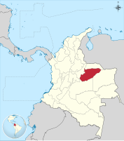 Locator map of Casanare Department in Colombia.