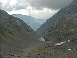 Blick auf den See vom Weg zum Passo Coca