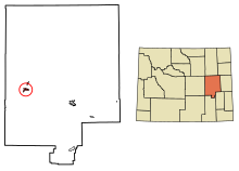 Converse County Wyomingin sisällyttämät ja rekisteröimättömät alueet Glenrock Highlighted 5632435.svg