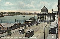 The Adelaide Steamship Company wharf in Brisbane during the early 1900s Custom House and Garden Reach, Brisbane, Australia.jpg