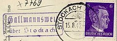 Posthilfstelle-Stempel „Gallmannsweil über Stockach“ (1942)