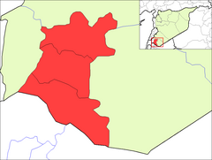 Provinsens läge i Syrien, med distrikten markerade.