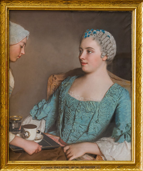 A lady being served chocolate (1754 painting by Jean-Étienne Liotard)